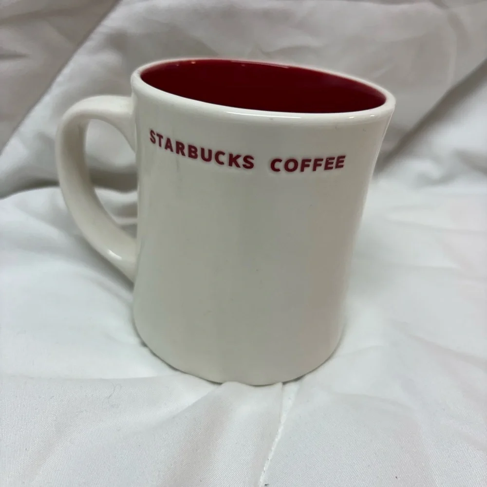 Starbucks Holiday Embossed Red Dove Peace Bird 12 oz. Coffee Mug 2008, Christmas